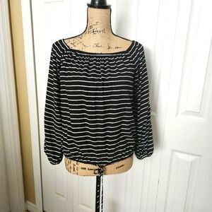 Altar'd State Black & White Striped Blouse Size S